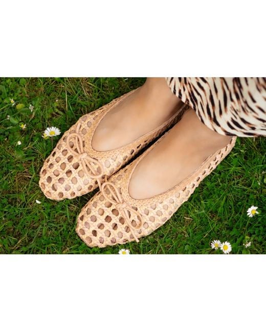 Keith Scarrott Shoes Brown Neutrals Soffiano Taupe Ballet Pump