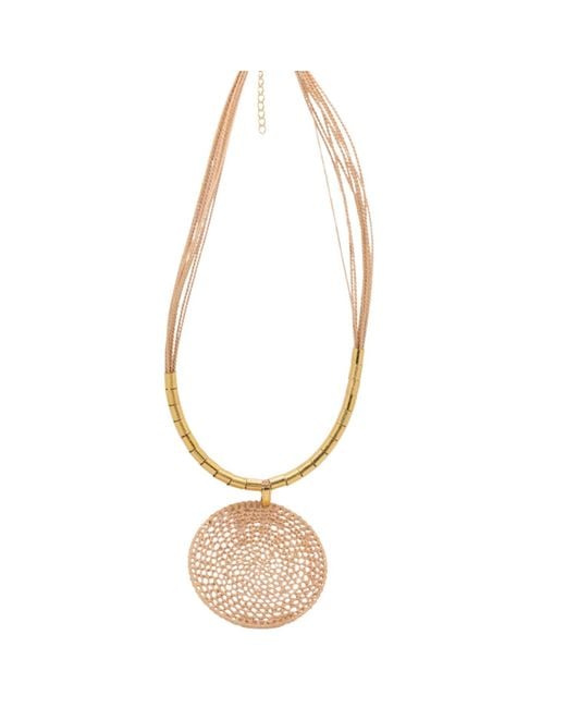 Nart Nature Making Art Metallic Neutrals The Dream Catcher Buriti Natural Fiber Necklace
