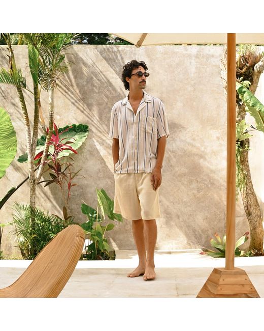 ORIGIN OF HEARTS Natural Neutrals Senai Striped Cotton Resort Shirt for men
