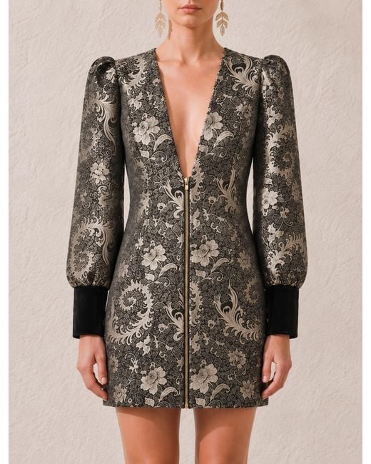 Mandarano Black Belladonna Brocade Mini Dress