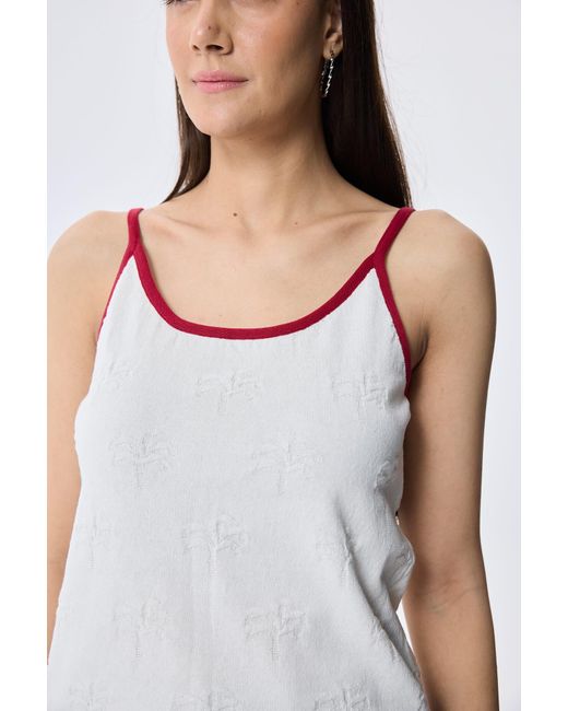 Peraluna Pink Desert Palm Palm Patterned Knit Strapped Top