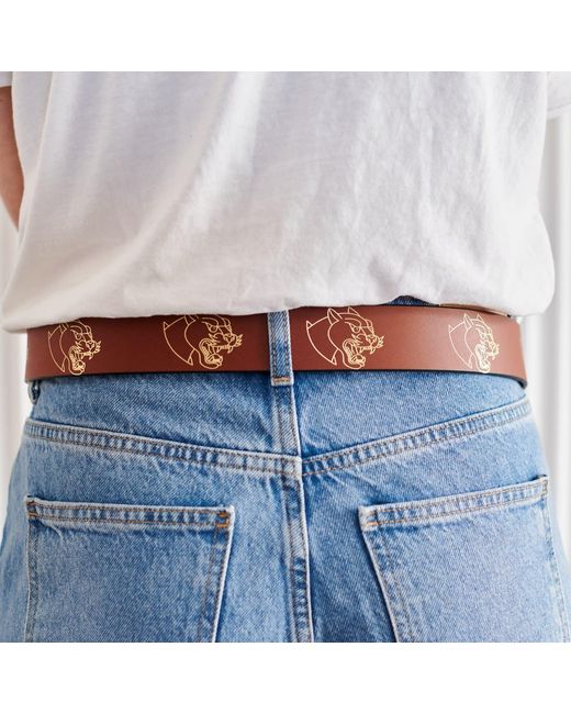 VIDA VIDA Brown Panther Dark Tan Leather Belt for men
