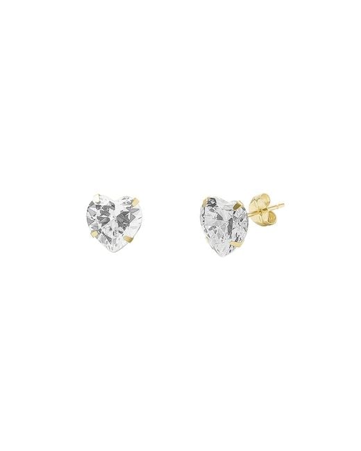 Spero London Metallic 9Ct Solid Heart Stud Earrings