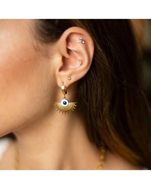 Ebru Jewelry Metallic Radiant Evil Eye Earrings