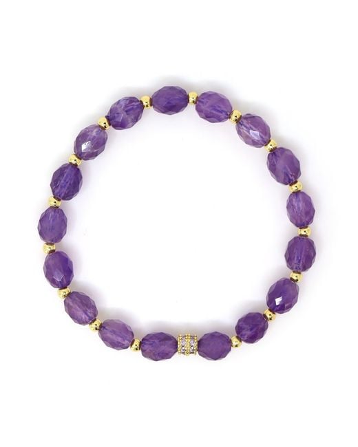 Shar Oke Purple Amethyst & Cubic Zirconia Bracelet