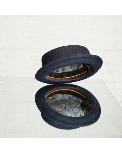 Dasmarca Hats Blue Quintin Ink Felt Oval Crown Porkpie Hat for men