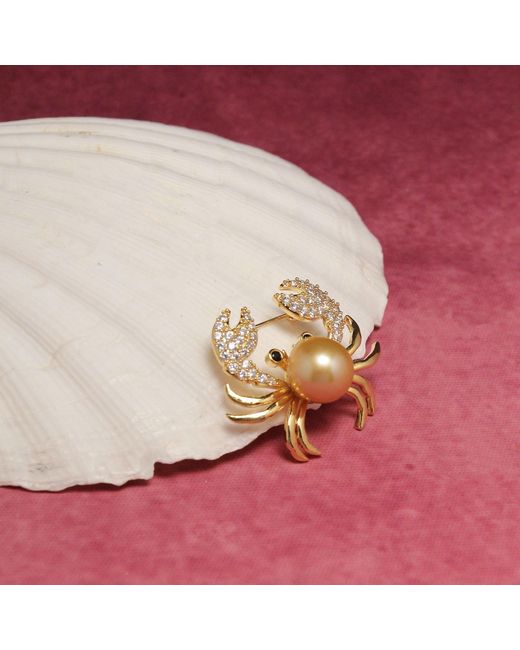 Ninemoo Metallic Golden Tide Crab Brooch