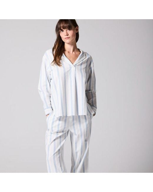 Mamu Dream Blue Seersucker Striped Cotton Hero Pj Set
