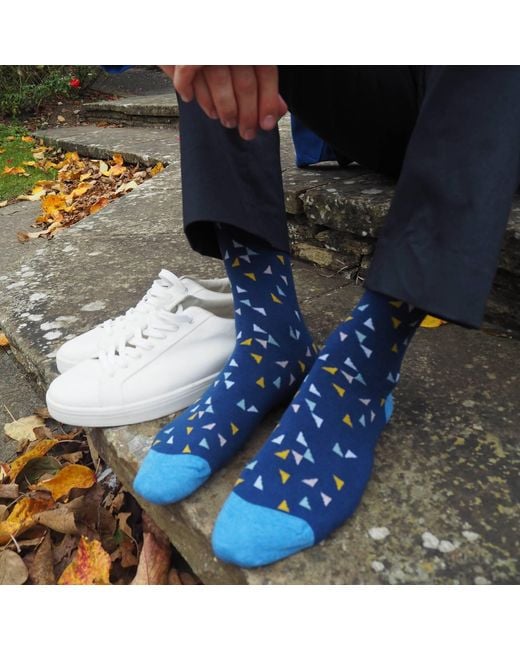 Peper Harow - Made in England Blue Trilateral Socks for men