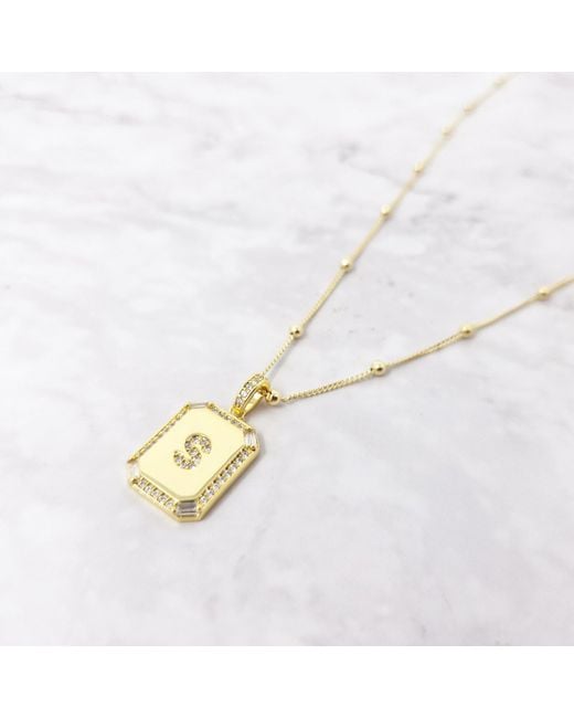 Harfi Metallic Plated Personalised Initial Cubic Zirconia Shiny Letter Necklace