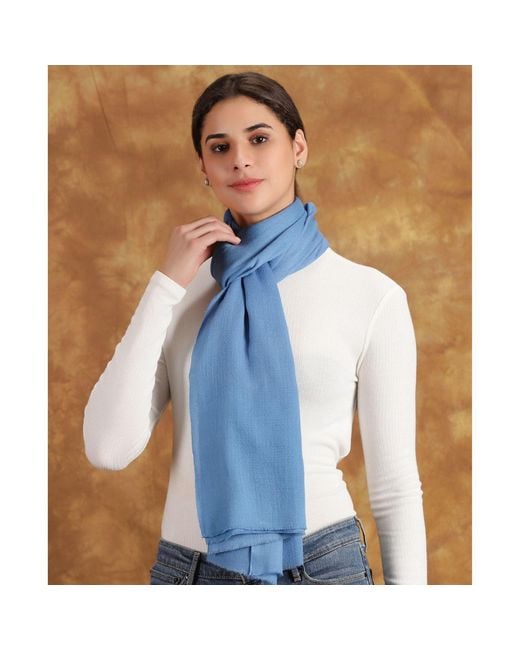 Heritagemoda Blue Handwoven Super Soft Light Wool Scarf
