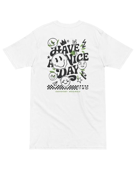 Anchor and Crew White Gustatory Originals Have A Nice Day Heavy Cotton Embroidered T-Shirt
