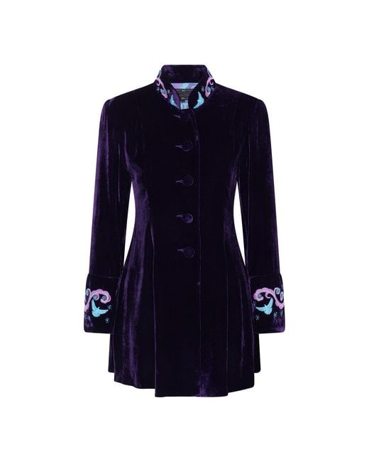Beatrice von Tresckow Blue Velvet Lalique Dove Swing Jacket
