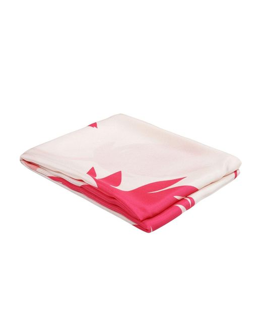 Heritagemoda Pink Hand-Painted Silk Scarf – Blush With Peony Lotus Flowers