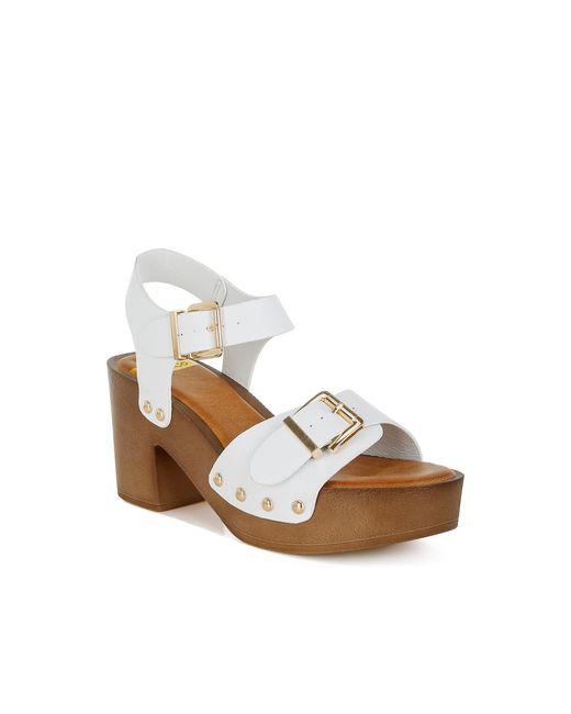 Rag & Co White Ompasa Genuine Leather Clog Sandals