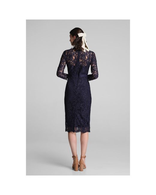 Rumour London Blue Chiara Long Sleeve Lace Dress