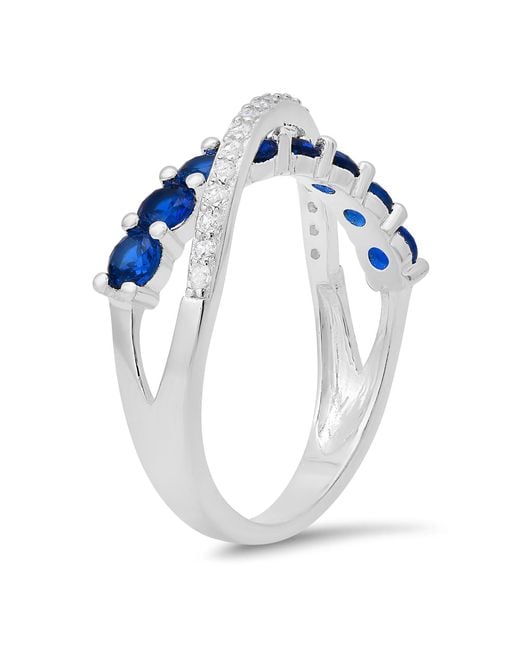 Kylie Harper Blue Sterling Sapphire Crossover Ring