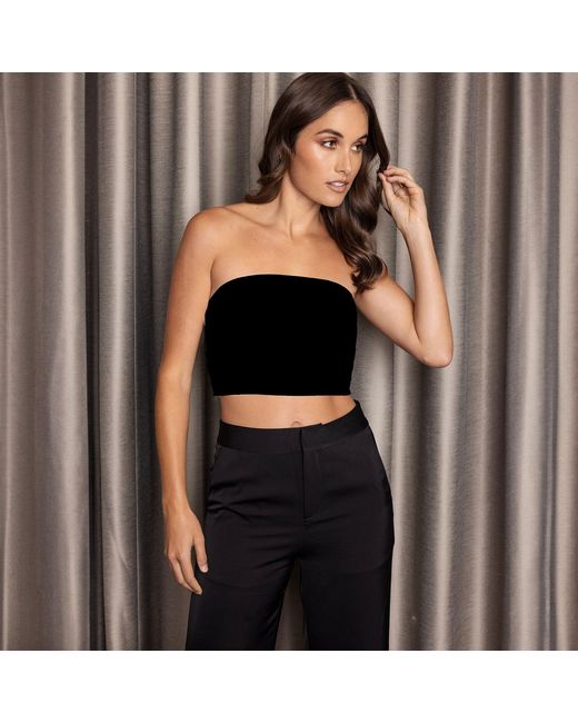 Riviera Soirée Black Olivia Satin Strapless Top