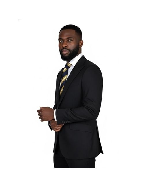 DAVID WEJ Black Aldo Single Breasted Suit for men