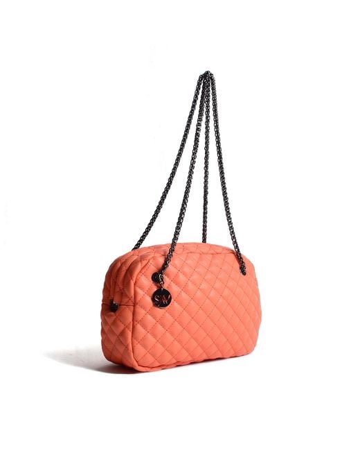 SJW BAGS LONDON Red Carlton Vegan Leather Quilted Handbag