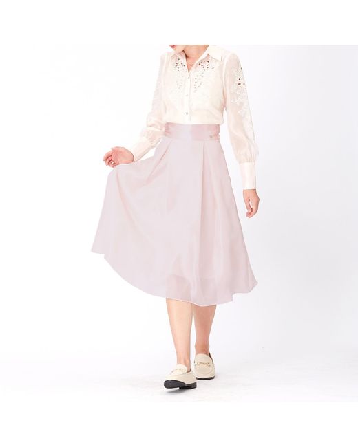 Smart and Joy Pink Neutrals Flared Organza And Satin Skirt