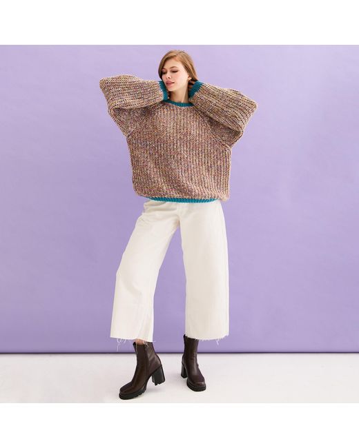 Cara & The Sky Green Debbie Recycled Cotton Blend Oversized Balloon Sleeve Jumper
