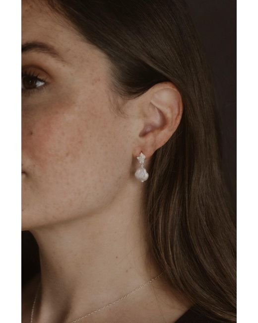 Claire Hill Designs Metallic Pearl Lichen Drop Earrings