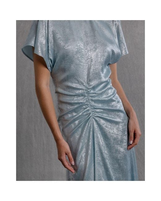 Aisl Blue Ruched Center Column Dress