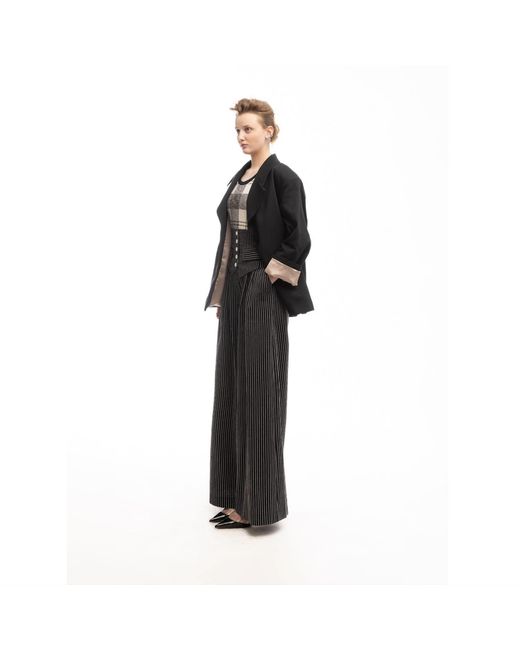 Julia Allert Blue Pinstripe Statement Buttoned Trousers