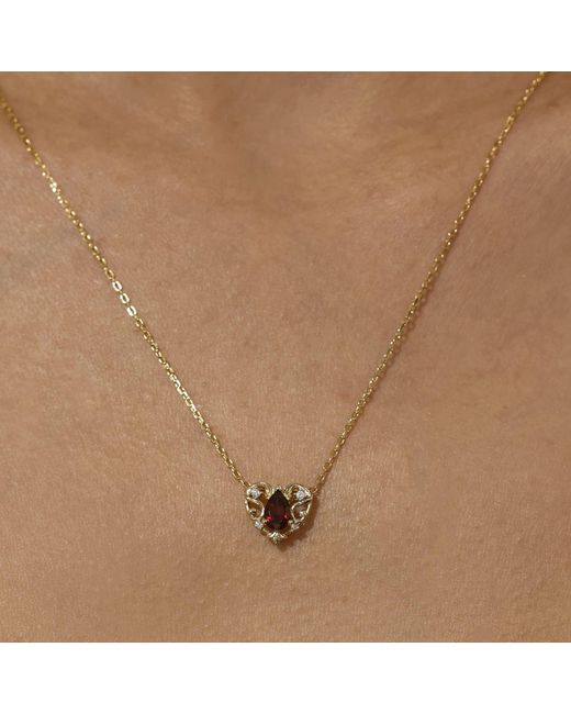 Azura Jewelry New York Metallic Rosy Heart Mozambique Garnet Necklace Vermeil