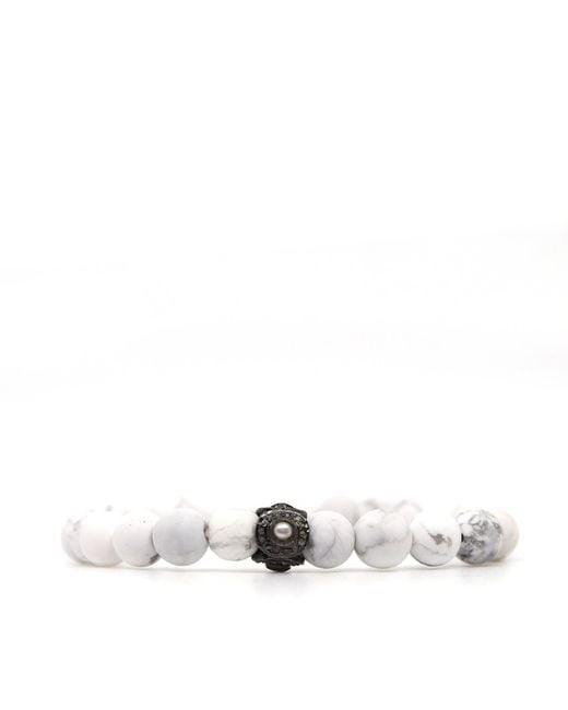 Shar Oke White Howlite & Freshwater Pearl Bracelet for men