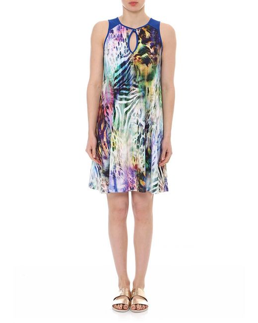 Conquista Blue A-Line Print Dress