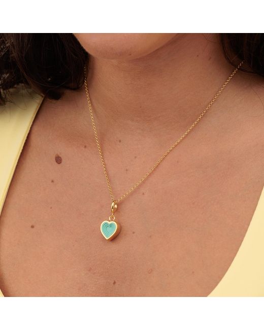Lily Charmed Metallic Plated Geometric Heart Charm Necklace