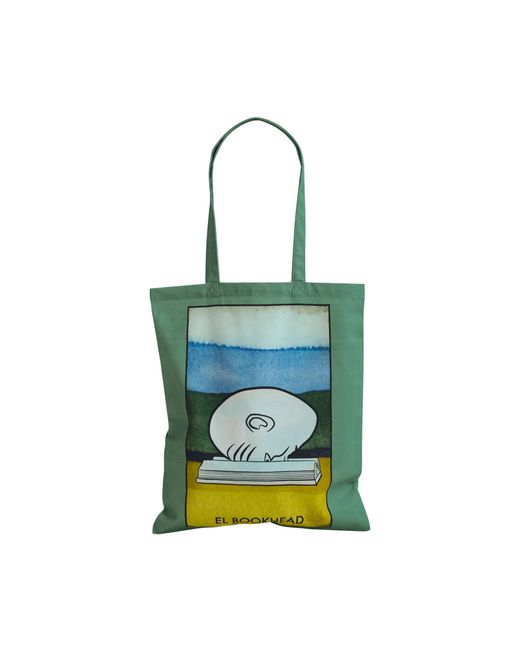 Lost Pattern Green El Bookhead Cotton Tote Bag