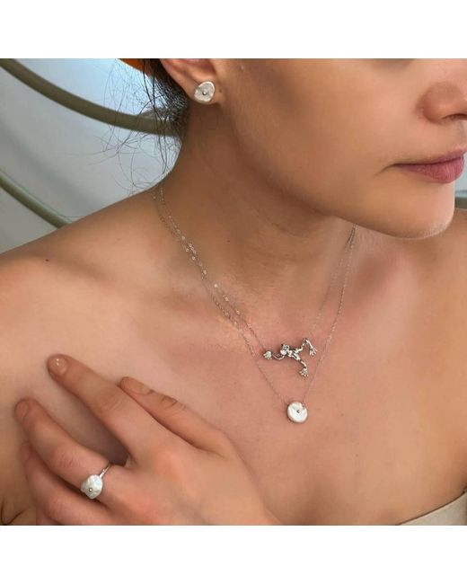 Pearl Code Metallic Rozeta Zenith Keshi Pearl Pendant Necklace