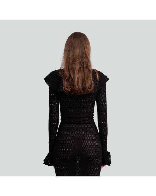 Maui X Lolita Black Madonna Lace Knit Ruffled Dress