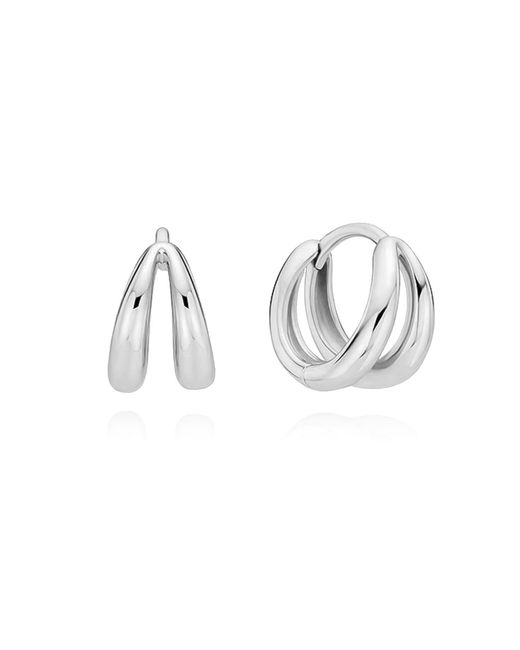 Cote Cache Metallic Mini Double Line Huggie Hoop Earrings