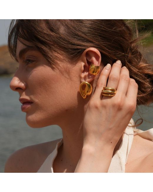 LINYA JEWELLERY Yellow Jeni Big Ear Cuff Earrings