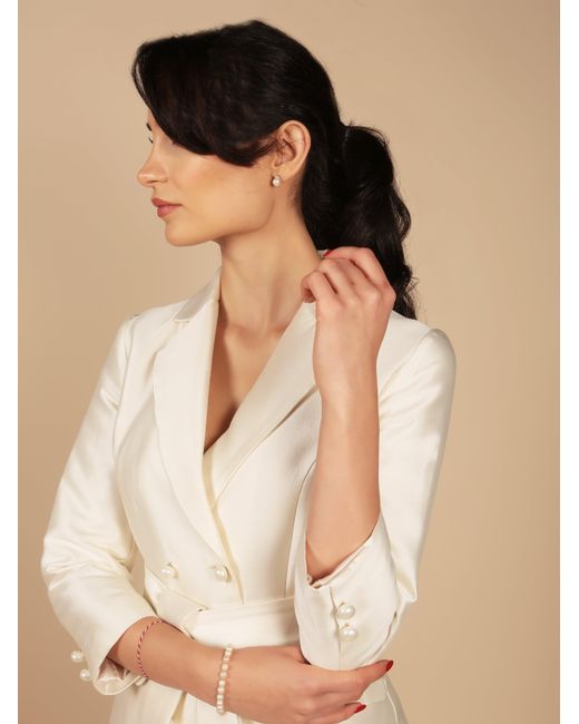 Santinni Natural 'Audrey' 100% Wool & Silk Dress Coat