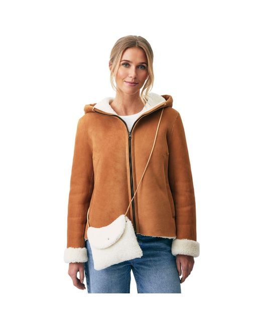 Owen Barry Brown Sheepskin Crossbody Bag Cream