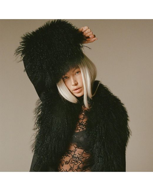 OW Collection Black Frances Wool Coat