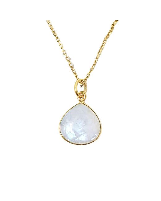 Harfi Metallic Vermeil Plated Natural Moonstone June Birthstone Pendant Necklace