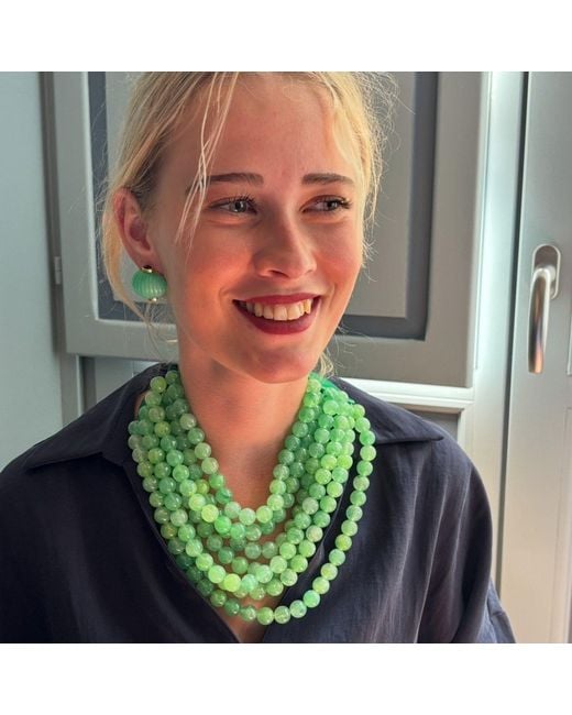 Michael Nash Jewelry Green Luisa Carved Jade And Onyx Resin Omega Pierced Earrings