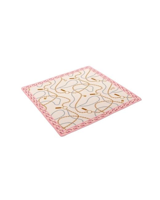 Le Parmentier Pink Heritage Chain And Pearls Silk Bandana