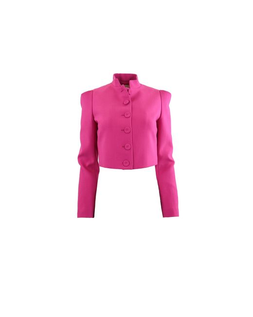 Theo the Label Pink Daphne Cropped Military Jacket