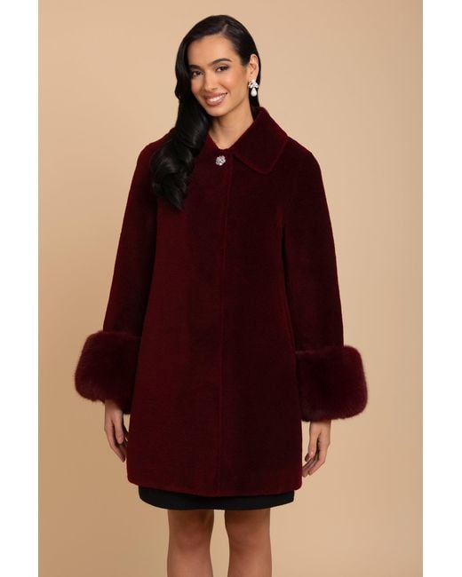 Santinni Red Fairytale Wool & Faux Fur Teddy Coat