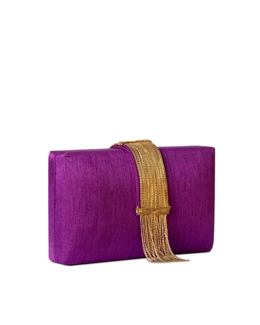 Simitri Purple Royal Fringe Clutch
