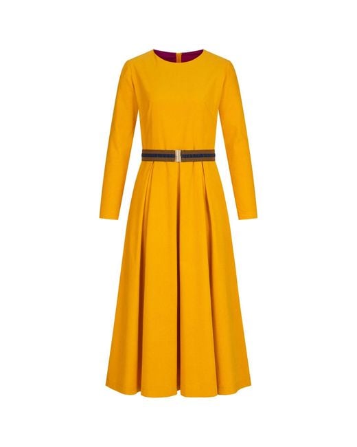 Marianna Déri Yellow Corduroy Belted Dress