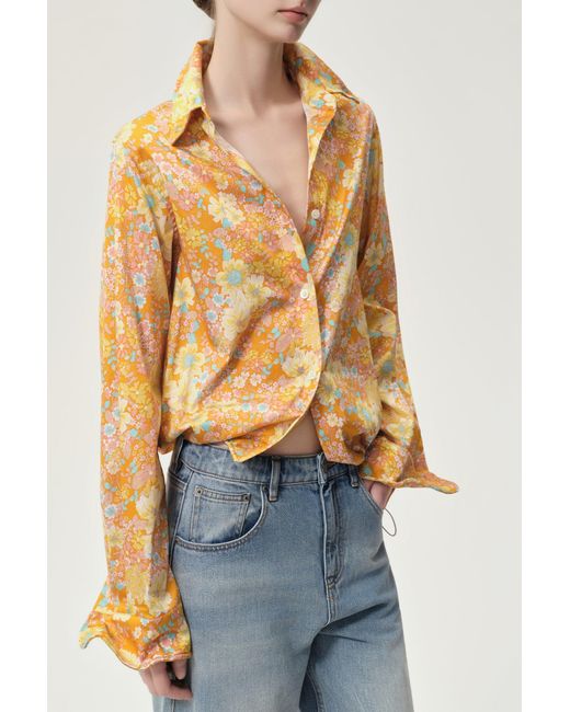 FRONT ROW SHOP Brown Daisy Shapeable Shirt
