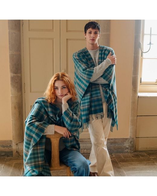 Araminta Campbell Ltd Blue West Coast Waters Lambswool Serape